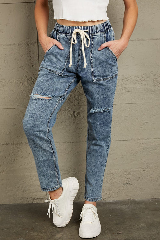 Drawstring Denim Joggers