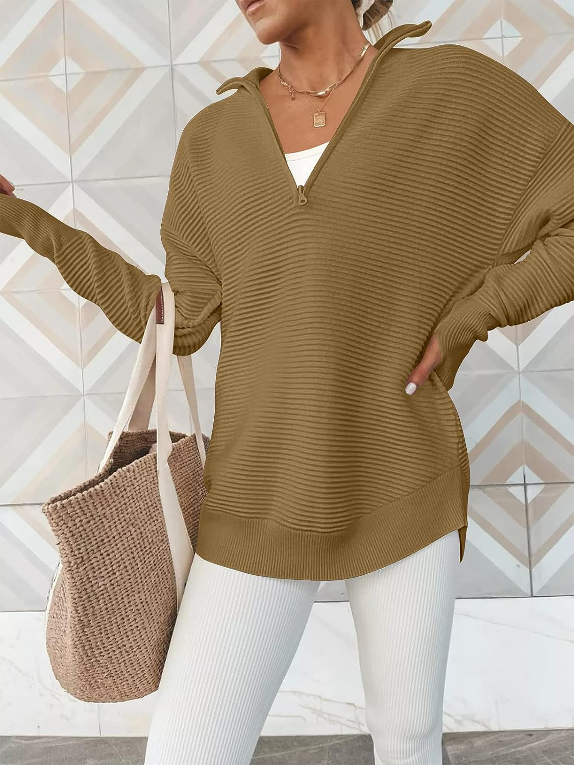 Megan Half Zip Knit Top