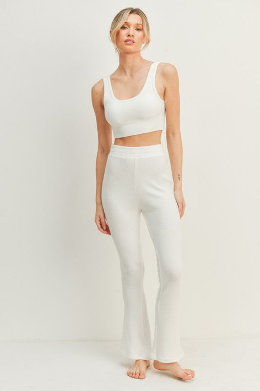 Kimberly Waffle Tank and High Waist Flare Pants Set