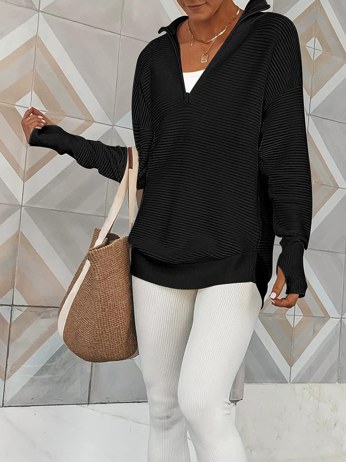 Megan Half Zip Knit Top