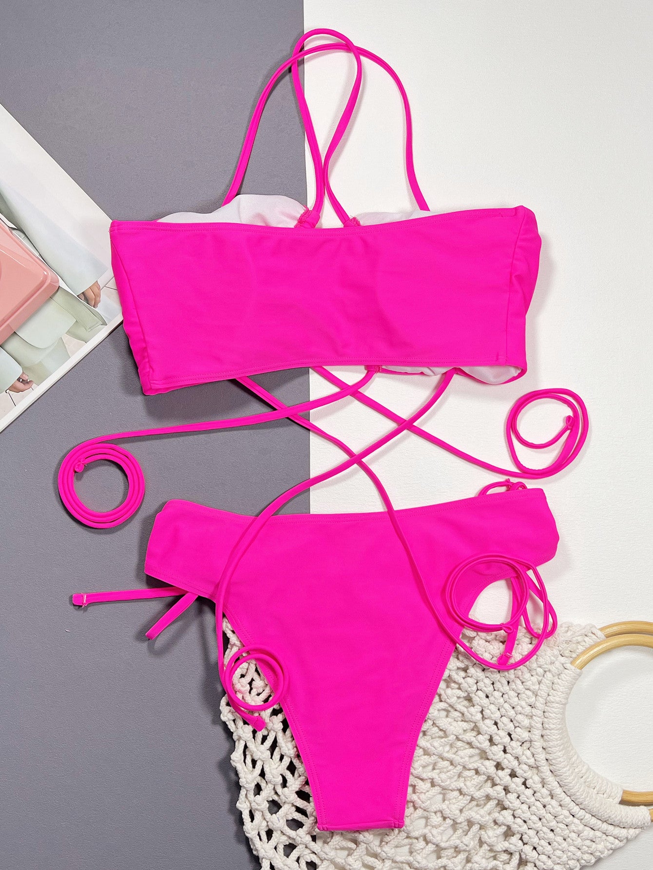 Halter  Drawstring  Bikini Set