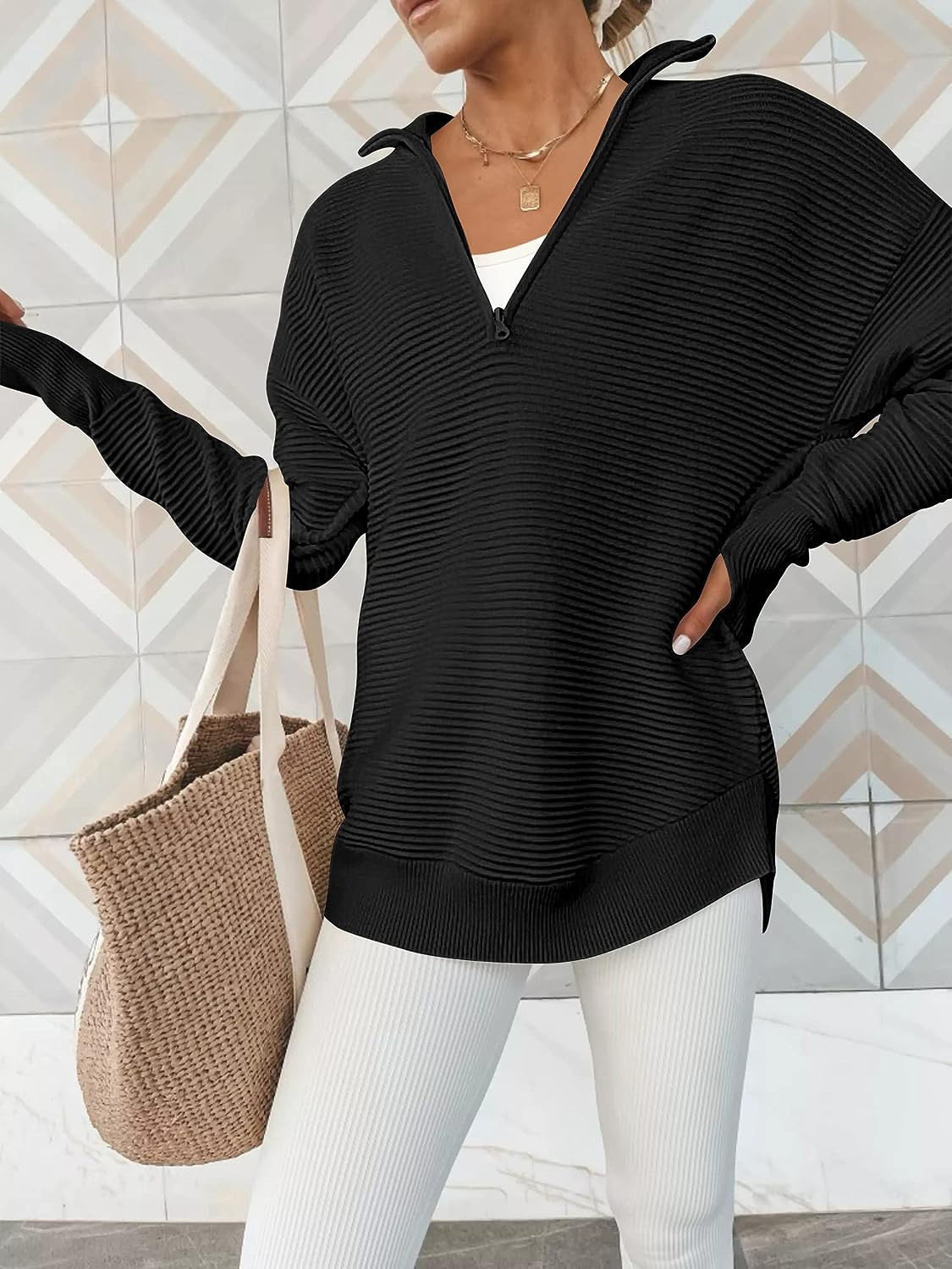 Megan Half Zip Knit Top