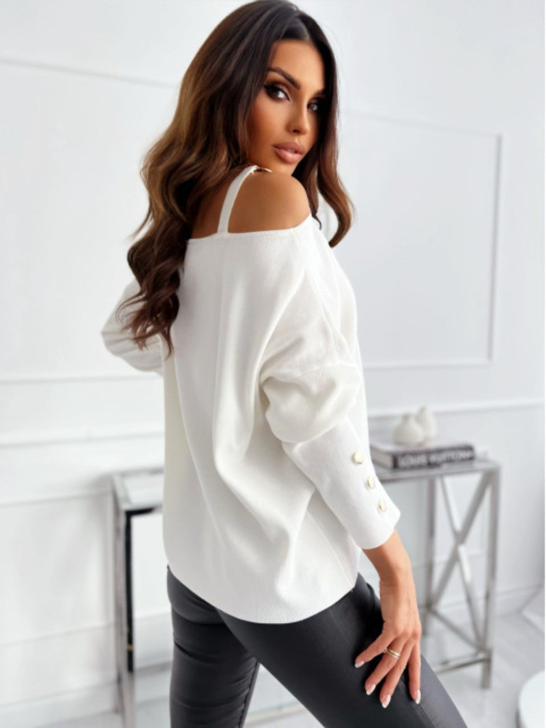 Farrah Buttoned Top Sleeve Sweater