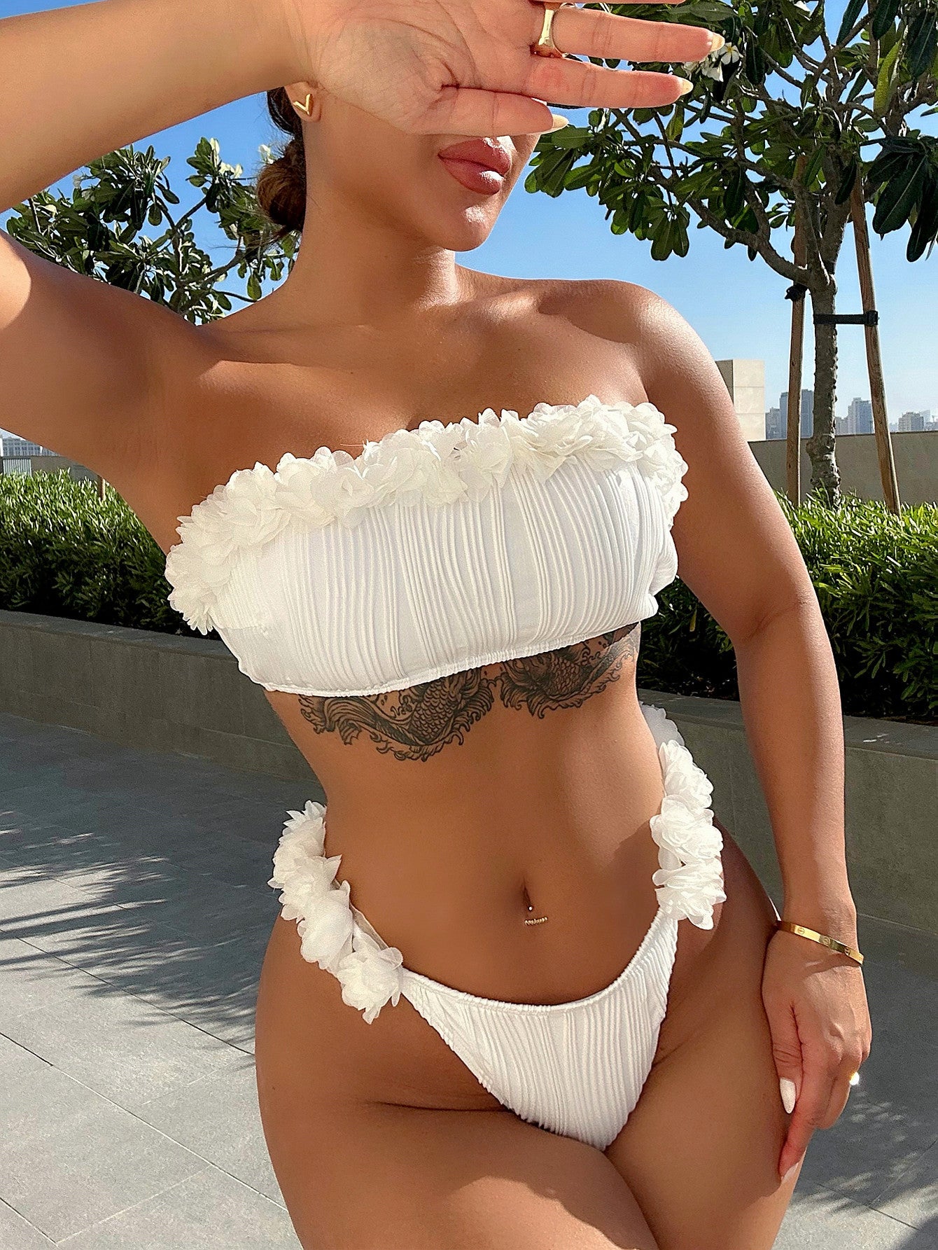 Ruffle Tie Back Two-Piece Ruffle Bikini Set